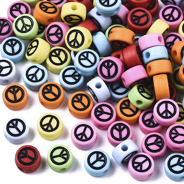 PandaHall Opaque Acrylic Beads, with Enamel, Flat Round with Peace Sign, Mixed Color, 7x4mm, Hole: 1.6mm Acrylic Flat Round Multicolor
PandaHall Opaque Acrylic Beads, with Enamel, Flat Round with Peace Sign, Mixed Color, 7x4mm, Hole: 1.6mm Acrylic Flat Round Multicolor