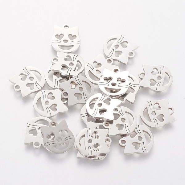 PandaHall 201 Stainless Steel Kitten Charms, Laser Cut, Cat Head with Heart Shape, Stainless Steel Color, 12.4x10.5x1.5mm, Hole: 1.5mm 201...
PandaHall 201 Stainless Steel Kitten Charms, Laser Cut, Cat Head with Heart Shape, Stainless Steel Color, 12.4x10.5x1.5mm, Hole: 1.5mm 201...