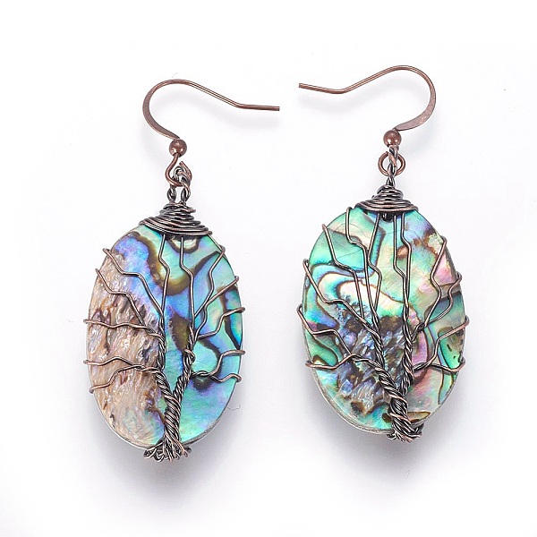 PandaHall Abalone Shell/Paua Shell Dangle Earrings, with Brass Earring Hooks, Oval with Tree, Red Copper, 55.5~57.5mm, Pin: 0.6mm Shell
PandaHall Abalone Shell/Paua Shell Dangle Earrings, with Brass Earring Hooks, Oval with Tree, Red Copper, 55.5~57.5mm, Pin: 0.6mm Shell