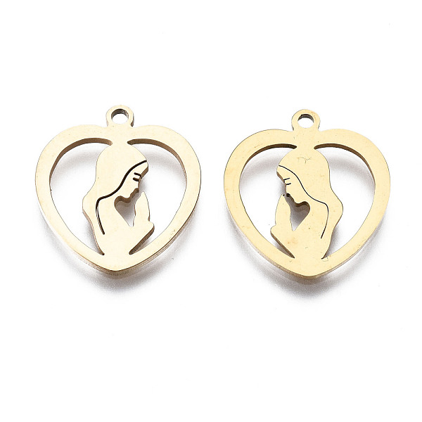PandaHall 201 Stainless Steel Pendants, Laser Cut, Heart with Virgin Mary, Golden, 17.5x15.5x1mm, Hole: 1.4mm 201 Stainless Steel Heart
PandaHall 201 Stainless Steel Pendants, Laser Cut, Heart with Virgin Mary, Golden, 17.5x15.5x1mm, Hole: 1.4mm 201 Stainless Steel Heart