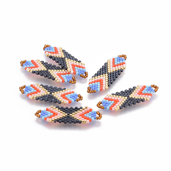 PandaHall MIYUKI & TOHO Handmade Japanese Seed Beads Links, Loom Pattern, Colorful, 35~36.5x12.5x2mm, Hole: 2x3mm Glass Rhombus
PandaHall MIYUKI & TOHO Handmade Japanese Seed Beads Links, Loom Pattern, Colorful, 35~36.5x12.5x2mm, Hole: 2x3mm Glass Rhombus