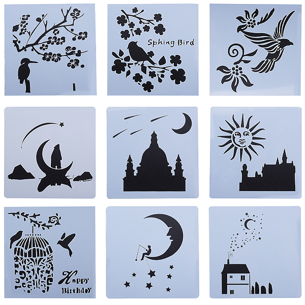 PandaHall GORGECRAFT 9pcs Plastic Drawing Stencils 5x5Inch Star Moon Birds Tree Branches Flower Painting Templates Set for Arts Cart Making..., White
PandaHall GORGECRAFT 9pcs Plastic Drawing Stencils 5x5Inch Star Moon Birds Tree Branches Flower Painting Templates Set for Arts Cart Making..., White
