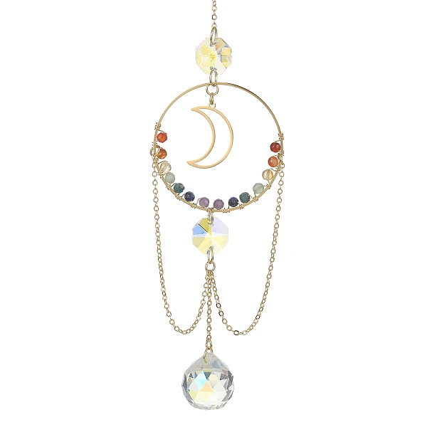 PandaHall 7 Chakra Gemstone Ring Pendant Decoration, with Round Glass and Moon 201 Stainless Steel Charm, for Home Hanging Decoration, 300mm...
PandaHall 7 Chakra Gemstone Ring Pendant Decoration, with Round Glass and Moon 201 Stainless Steel Charm, for Home Hanging Decoration, 300mm...