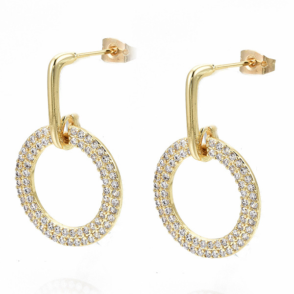 PandaHall Brass Micro Pave Cubic Zirconia Dangle Stud Earrings, with Earring Backs, Nickel Free, Ring, Real 16K Gold Plated, Clear, 30mm...
PandaHall Brass Micro Pave Cubic Zirconia Dangle Stud Earrings, with Earring Backs, Nickel Free, Ring, Real 16K Gold Plated, Clear, 30mm...