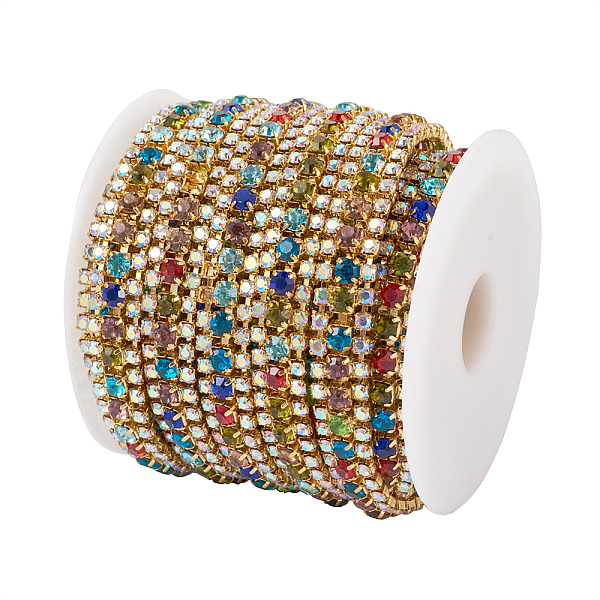 PandaHall Fashewelry Zinc Alloy Rhinestone Strass Chains, Three Rows Rhinestone Cup Chains, with Spool, Golden, Colorful, 8.5x3.5mm, about..., Multicolor
PandaHall Fashewelry Zinc Alloy Rhinestone Strass Chains, Three Rows Rhinestone Cup Chains, with Spool, Golden, Colorful, 8.5x3.5mm, about..., Multicolor
