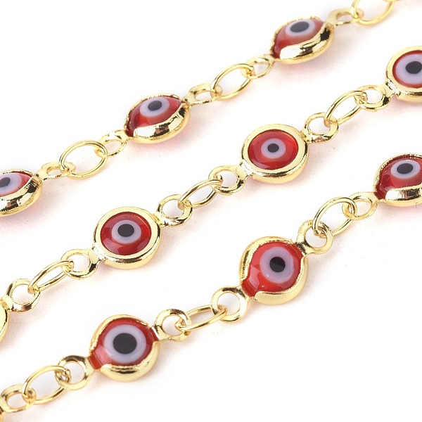 PandaHall 3.28 Feet Handmade Evil Eye Lampwork Link Chains, Soldered, with Brass Findings, Long-Lasting Plated, Flat Round, Golden, Red...
PandaHall 3.28 Feet Handmade Evil Eye Lampwork Link Chains, Soldered, with Brass Findings, Long-Lasting Plated, Flat Round, Golden, Red...