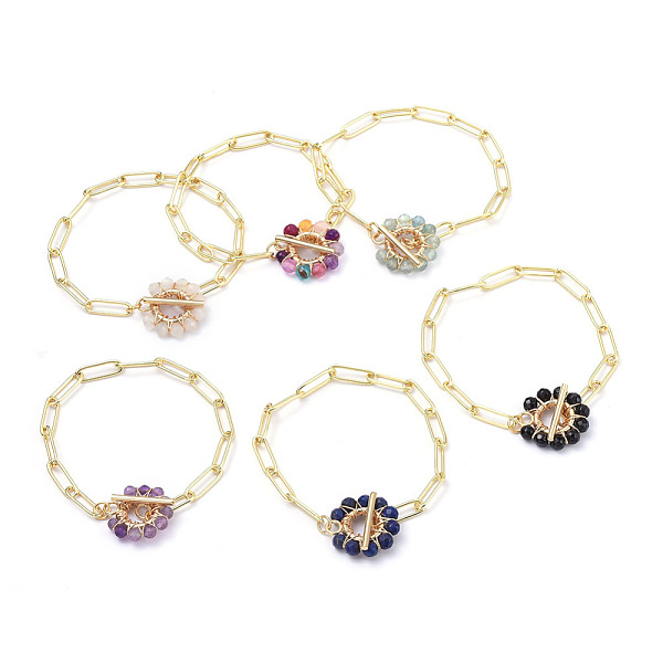PandaHall Brass Paperclip Chain Bracelets, with Natural Gemstone Beads and 304 Stainless Steel Toggle Clasps, Real 18K Gold Plated, 7-1/4...
PandaHall Brass Paperclip Chain Bracelets, with Natural Gemstone Beads and 304 Stainless Steel Toggle Clasps, Real 18K Gold Plated, 7-1/4...