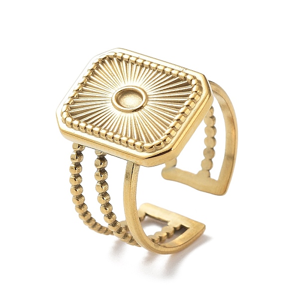PandaHall 304 Stainless Steel Open Cuff Ring Components, Bezel Cup Ring Settings, Rectangle with Oval Tray, Real 14K Gold Plated, Inner...
PandaHall 304 Stainless Steel Open Cuff Ring Components, Bezel Cup Ring Settings, Rectangle with Oval Tray, Real 14K Gold Plated, Inner...