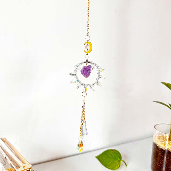 PandaHall Ring Natural Quartz Chip Window Hanging Suncatchers, with Glass Teardrop Charms and Metal Moon Link, 400mm Quartz Teardrop White
PandaHall Ring Natural Quartz Chip Window Hanging Suncatchers, with Glass Teardrop Charms and Metal Moon Link, 400mm Quartz Teardrop White