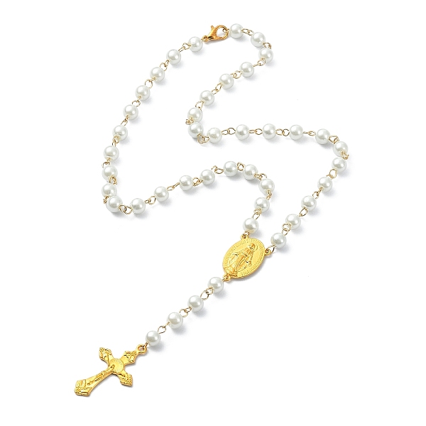 PandaHall Glass Pearl Rosary Bead Necklaces, Alloy Crucifix Cross & Virgin Mary Pendant Necklace, White, 17.72 inch(45cm) Alloy Cross White
PandaHall Glass Pearl Rosary Bead Necklaces, Alloy Crucifix Cross & Virgin Mary Pendant Necklace, White, 17.72 inch(45cm) Alloy Cross White