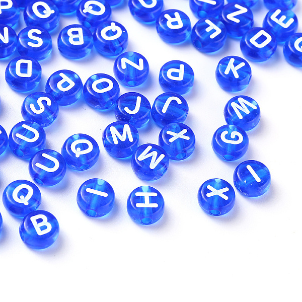 PandaHall Transparent Blue Acrylic Beads, Horizontal Hole, Mixed Letters, Flat Round with White Letter, 7x4mm, Hole: 1.5mm, 100pcs/Bag...
PandaHall Transparent Blue Acrylic Beads, Horizontal Hole, Mixed Letters, Flat Round with White Letter, 7x4mm, Hole: 1.5mm, 100pcs/Bag...