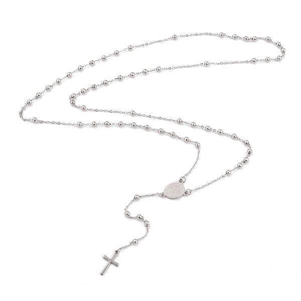 PandaHall 304 Stainless Steel Rosary Bead Necklaces For Religion, with Oval with Virgin Mary Link and Cross Pendants, Stainless Steel Color...
PandaHall 304 Stainless Steel Rosary Bead Necklaces For Religion, with Oval with Virgin Mary Link and Cross Pendants, Stainless Steel Color...