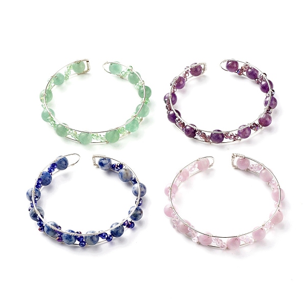 PandaHall Natural & Synthetic Mixed Gemstone Beads Reiki Healing Cuff Bangles Set for Girl Women, Copper Wire Wrap Open Bangles, Stainless...
PandaHall Natural & Synthetic Mixed Gemstone Beads Reiki Healing Cuff Bangles Set for Girl Women, Copper Wire Wrap Open Bangles, Stainless...