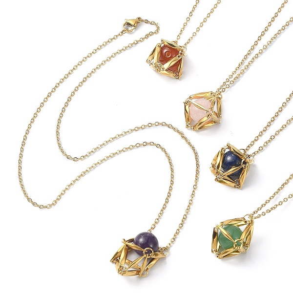 PandaHall Mixed Round Natural Gemstone Pendant Necklaces, Rhombus Stainless Steel Macrame Pouch Pendant Necklaces, Cable Chain Necklace...
PandaHall Mixed Round Natural Gemstone Pendant Necklaces, Rhombus Stainless Steel Macrame Pouch Pendant Necklaces, Cable Chain Necklace...