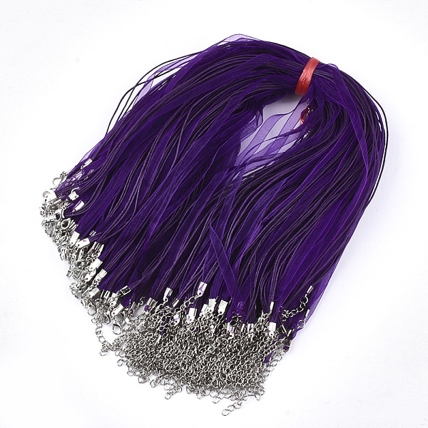 PandaHall Waxed Cord and Organza Ribbon Necklace Making, with Iron Lobster Claw Clasps, Platinum, Dark Violet, 17.6 inch~17.8 inch..., Purple
PandaHall Waxed Cord and Organza Ribbon Necklace Making, with Iron Lobster Claw Clasps, Platinum, Dark Violet, 17.6 inch~17.8 inch..., Purple