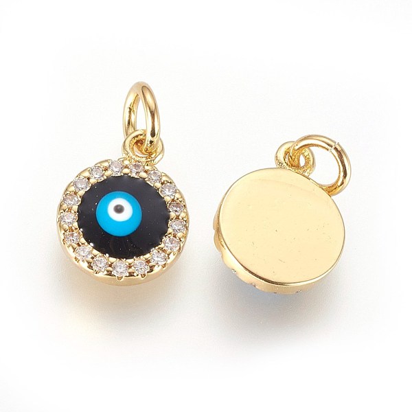 PandaHall Brass Micro Pave Cubic Zirconia Charms, with Enamel and Jump Ring, Evil Eye, Golden, 11x9x3mm, Hole: 3mm Brass+Cubic...
PandaHall Brass Micro Pave Cubic Zirconia Charms, with Enamel and Jump Ring, Evil Eye, Golden, 11x9x3mm, Hole: 3mm Brass+Cubic...