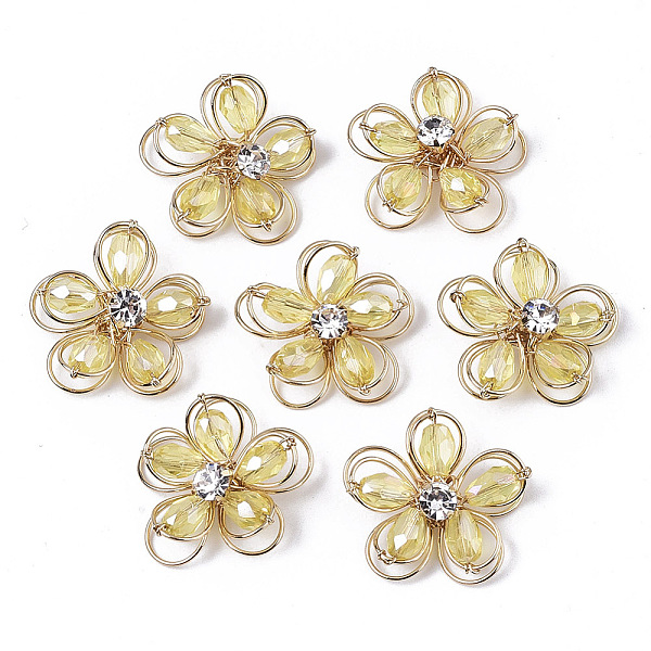PandaHall Handmade Wire Wrapped Pendants, with Faceted Glass Beads, Crystal Rhinestone and Light Gold Plated Brass Wire, Flower, Light...
PandaHall Handmade Wire Wrapped Pendants, with Faceted Glass Beads, Crystal Rhinestone and Light Gold Plated Brass Wire, Flower, Light...