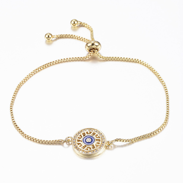 PandaHall Adjustable Brass Micro Pave Cubic Zirconia Slider Bracelets, Bolo Bracelets, with Enamel, Flat Round, Blue, Golden, 10-1/4 inch...
PandaHall Adjustable Brass Micro Pave Cubic Zirconia Slider Bracelets, Bolo Bracelets, with Enamel, Flat Round, Blue, Golden, 10-1/4 inch...