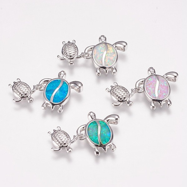 PandaHall Brass Pendants, with Synthetic Opal, Turtle, Platinum, Mixed Color, 10~15.5x10.5~14.5x2~2.5mm, Hole: 1.5x2.5mm Brass Tortoise..., Multicolor
PandaHall Brass Pendants, with Synthetic Opal, Turtle, Platinum, Mixed Color, 10~15.5x10.5~14.5x2~2.5mm, Hole: 1.5x2.5mm Brass Tortoise..., Multicolor