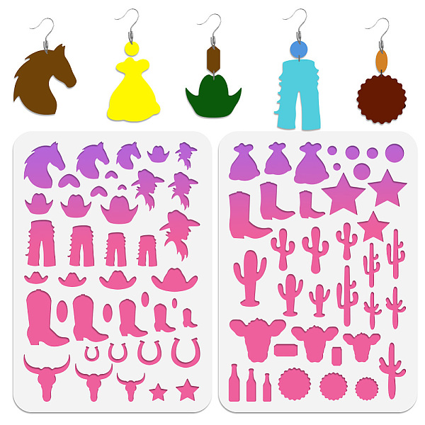 PandaHall BENECREAT 2pcs Western Cowboy Stencils 12x8" Hat Boot Cow Head Earrings Making Template Reusable Cutting Stencils for Earrings...
PandaHall BENECREAT 2pcs Western Cowboy Stencils 12x8" Hat Boot Cow Head Earrings Making Template Reusable Cutting Stencils for Earrings...