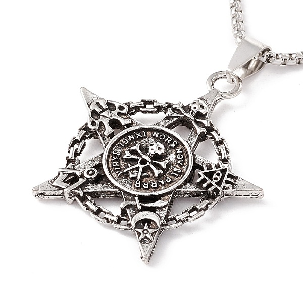 PandaHall Alloy Star with Skull Pendant Necklace with 201 Stainless Steel Chains for Men Women, Antique Silver & Stainless Steel Color...
PandaHall Alloy Star with Skull Pendant Necklace with 201 Stainless Steel Chains for Men Women, Antique Silver & Stainless Steel Color...