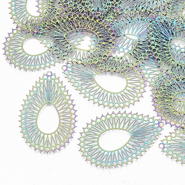 PandaHall Ion Plating(IP) 201 Stainless Steel Filigree Joiners Links, Etched Metal Embellishments, Teardrop, Rainbow Color, 40.5x26.5x0.3mm...
PandaHall Ion Plating(IP) 201 Stainless Steel Filigree Joiners Links, Etched Metal Embellishments, Teardrop, Rainbow Color, 40.5x26.5x0.3mm...