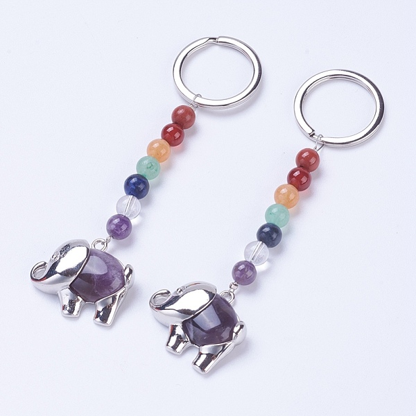 PandaHall NaturalAmethyst Chakra Keychain, with Mixed Stone and Platinum Plated Brass Key Findings, Elephant, 92mm, Ring: 24x2mm, Bead...
PandaHall NaturalAmethyst Chakra Keychain, with Mixed Stone and Platinum Plated Brass Key Findings, Elephant, 92mm, Ring: 24x2mm, Bead...