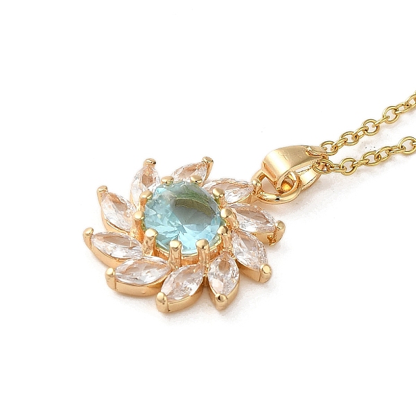 PandaHall Brass Micro Pave Cubic Zirconia Flower Pendant Necklaces for Women, 201 Stainless Steel Cable Chain Necklaces, Pale Turquoise...
PandaHall Brass Micro Pave Cubic Zirconia Flower Pendant Necklaces for Women, 201 Stainless Steel Cable Chain Necklaces, Pale Turquoise...