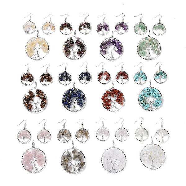 PandaHall Brass Jewelry Sets, Big Pendants and Dangle Earrings, with Natural & Synthetic Mixed Stone, Platinum, Ring with Tree of Life...
PandaHall Brass Jewelry Sets, Big Pendants and Dangle Earrings, with Natural & Synthetic Mixed Stone, Platinum, Ring with Tree of Life...