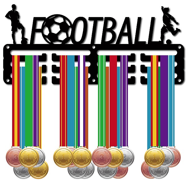 PandaHall Sports Theme Iron Medal Hanger Holder Display Wall Rack, 3-Line, with Screws, Football, 128x290mm, Hole: 5mm Iron Football Black
PandaHall Sports Theme Iron Medal Hanger Holder Display Wall Rack, 3-Line, with Screws, Football, 128x290mm, Hole: 5mm Iron Football Black