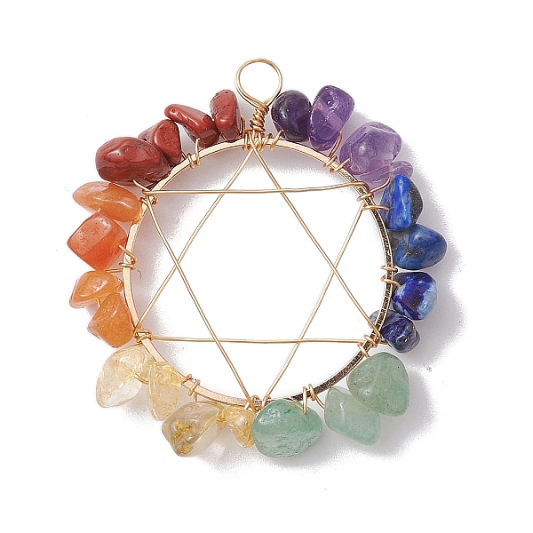 PandaHall Chakra Gemstone Chips Copper Wire Wrapped Pendants, Pentagram Charms, Mixed Dyed and Undyed, Golden, 43x41x6~8mm, Hole: 4.5mm...
PandaHall Chakra Gemstone Chips Copper Wire Wrapped Pendants, Pentagram Charms, Mixed Dyed and Undyed, Golden, 43x41x6~8mm, Hole: 4.5mm...
