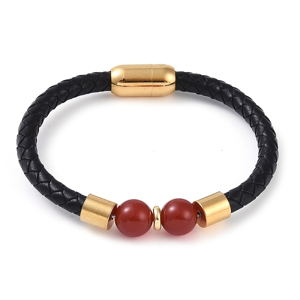 PandaHall 10.5mm Round Natural Carnelian Bead Bracelets, Braided Leather Cord Bracelets with Ion Plating(IP) Golden Color Tone 304 Stainless..., Black
PandaHall 10.5mm Round Natural Carnelian Bead Bracelets, Braided Leather Cord Bracelets with Ion Plating(IP) Golden Color Tone 304 Stainless..., Black