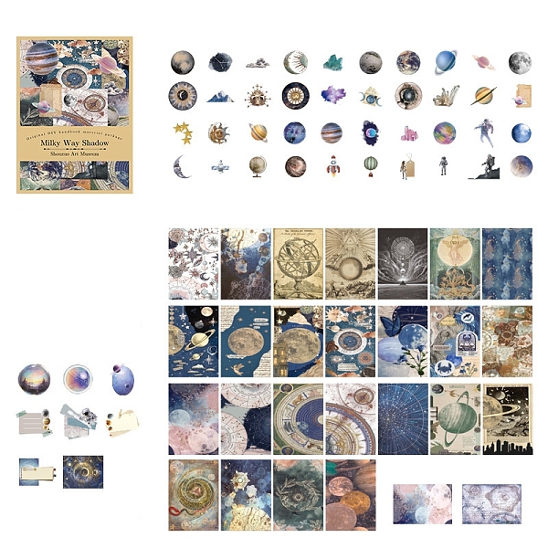 PandaHall Scrapbook Paper and Sticker Kit, for DIY Album Scrapbook, Background Paper, Diary Decoration, Planet, 60~90x60~100mm, 100pcs/set..., Multicolor
PandaHall Scrapbook Paper and Sticker Kit, for DIY Album Scrapbook, Background Paper, Diary Decoration, Planet, 60~90x60~100mm, 100pcs/set..., Multicolor