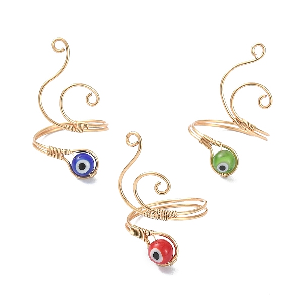 PandaHall Copper Wire Wrap Open Cuff Rings, with Handmade Evil Eye Lampwork Round Beads for Women, Real 18K Gold Plated, 2~35mm, Inner..., Multicolor
PandaHall Copper Wire Wrap Open Cuff Rings, with Handmade Evil Eye Lampwork Round Beads for Women, Real 18K Gold Plated, 2~35mm, Inner..., Multicolor