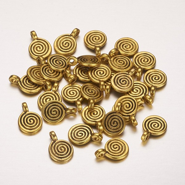 PandaHall Tibetan Style Alloy Charms, Flat Round with Swirl, Lead Free and Cadmium Free, Antique Golden, 11.8x8x1.5mm, Hole: 1mm Alloy Flat...
PandaHall Tibetan Style Alloy Charms, Flat Round with Swirl, Lead Free and Cadmium Free, Antique Golden, 11.8x8x1.5mm, Hole: 1mm Alloy Flat...