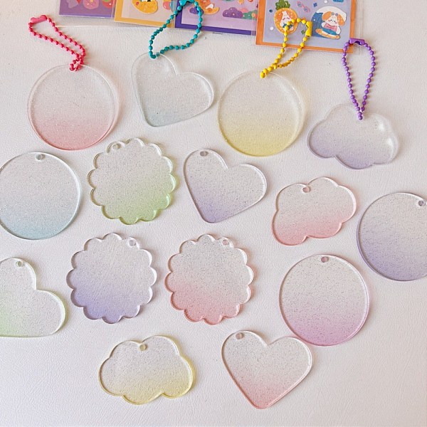 PandaHall Gradient Style Transparent Acrylic Keychain, with Plastic Ball Chains, with Glitter Powder, Mixed Shapes, Mixed Color, 9x10.7cm..., Multicolor
PandaHall Gradient Style Transparent Acrylic Keychain, with Plastic Ball Chains, with Glitter Powder, Mixed Shapes, Mixed Color, 9x10.7cm..., Multicolor