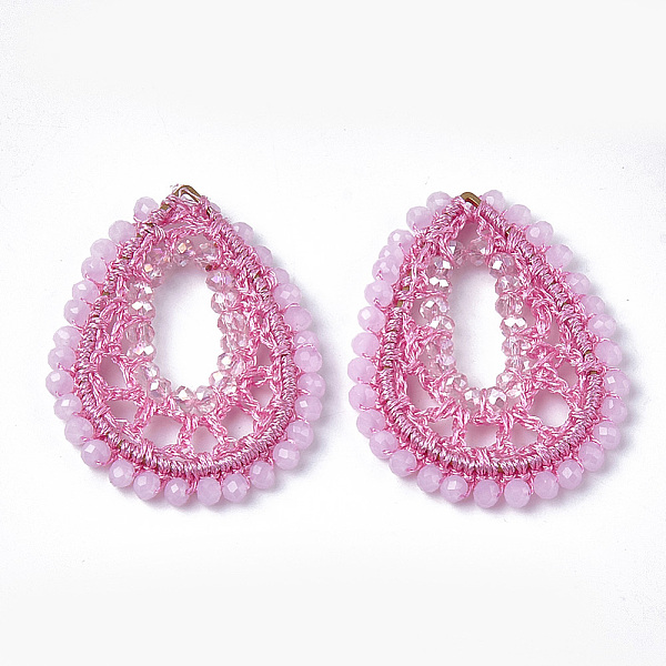 PandaHall Glass Woven Pendants, Polyester Thread Covered with Brass Findings, Faceted, teardrop, Pink, 51~53x38~40x4mm Brass+Glass Teardrop...
PandaHall Glass Woven Pendants, Polyester Thread Covered with Brass Findings, Faceted, teardrop, Pink, 51~53x38~40x4mm Brass+Glass Teardrop...