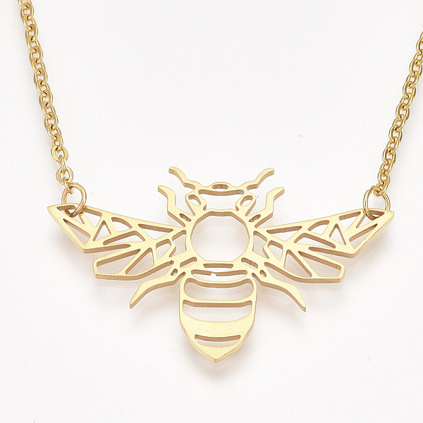PandaHall 201 Stainless Steel Pendant Necklaces, with Cable Chains, Bee, Golden, 17.7 inch(45cm), 2mm, Bee: 24.5x39.5x1mm 201 Stainless...
PandaHall 201 Stainless Steel Pendant Necklaces, with Cable Chains, Bee, Golden, 17.7 inch(45cm), 2mm, Bee: 24.5x39.5x1mm 201 Stainless...