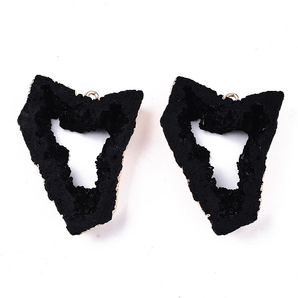 PandaHall Druzy Resin Charms, with Edge Light Gold Plated Iron Loops, Twist Triangle , Black, 42x30x9mm, Hole: 1.8mm Iron+Resin Triangle...
PandaHall Druzy Resin Charms, with Edge Light Gold Plated Iron Loops, Twist Triangle , Black, 42x30x9mm, Hole: 1.8mm Iron+Resin Triangle...