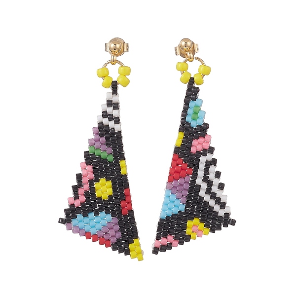 PandaHall Glass Seed Braided Triangle Dangle Earrings, Golden 304 Stainless Steel Wire Wrap Halloween Earrings for Women, Colorful, 50mm...
PandaHall Glass Seed Braided Triangle Dangle Earrings, Golden 304 Stainless Steel Wire Wrap Halloween Earrings for Women, Colorful, 50mm...