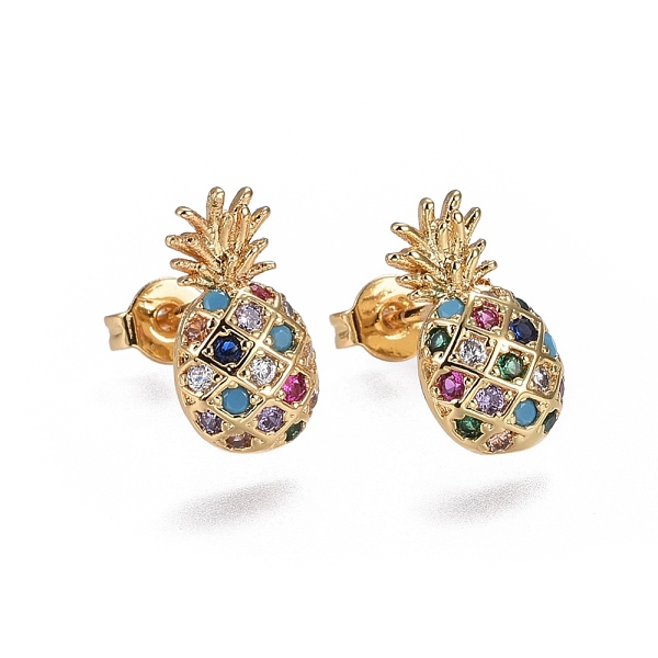 PandaHall Brass Micro Pave Cubic Zirconia Stud Earrings, Pineapple, Golden, Colorful, 13.7x7.5x3mm, Pin: 0.7mm Cubic Zirconia
PandaHall Brass Micro Pave Cubic Zirconia Stud Earrings, Pineapple, Golden, Colorful, 13.7x7.5x3mm, Pin: 0.7mm Cubic Zirconia