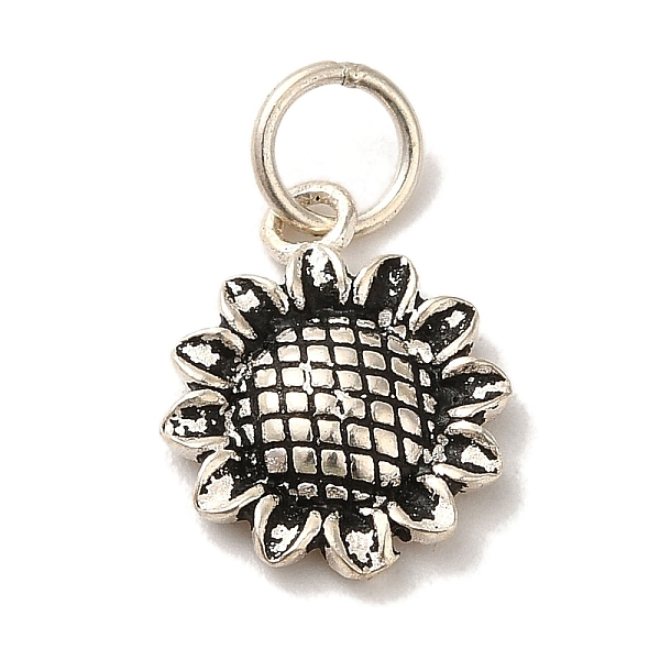 PandaHall 925 Sterling Silver Sunflower Charms, with Jump Rings, Antique Silver, 14x11x2.5mm, Hole: 4mm Sterling Silver Flower
PandaHall 925 Sterling Silver Sunflower Charms, with Jump Rings, Antique Silver, 14x11x2.5mm, Hole: 4mm Sterling Silver Flower