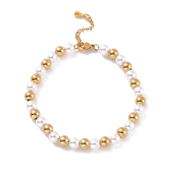 PandaHall Vacuum Plating 201 Stainless Steel & Plastic Pearl Round Beaded Bracelet for Women, Golden, 7-1/8 inch(18cm) Plastic
PandaHall Vacuum Plating 201 Stainless Steel & Plastic Pearl Round Beaded Bracelet for Women, Golden, 7-1/8 inch(18cm) Plastic