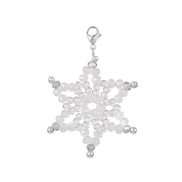 PandaHall Snowflake Glass Bead Pendant Decorations, with 304 Stainless Steel Lobster Claw Clasps, Clear AB, 60mm Glass Snowflake White
PandaHall Snowflake Glass Bead Pendant Decorations, with 304 Stainless Steel Lobster Claw Clasps, Clear AB, 60mm Glass Snowflake White