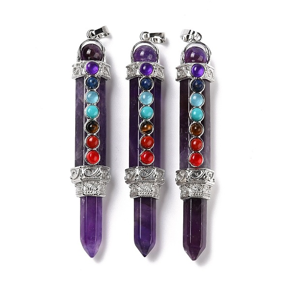 PandaHall Chakra Theme Natural Amethyst Big Pendants, Eco-Friendly Brass Finding, Platinum, Cadmium Free & Lead Free, Pen, 81.5x14.5x13mm...
PandaHall Chakra Theme Natural Amethyst Big Pendants, Eco-Friendly Brass Finding, Platinum, Cadmium Free & Lead Free, Pen, 81.5x14.5x13mm...