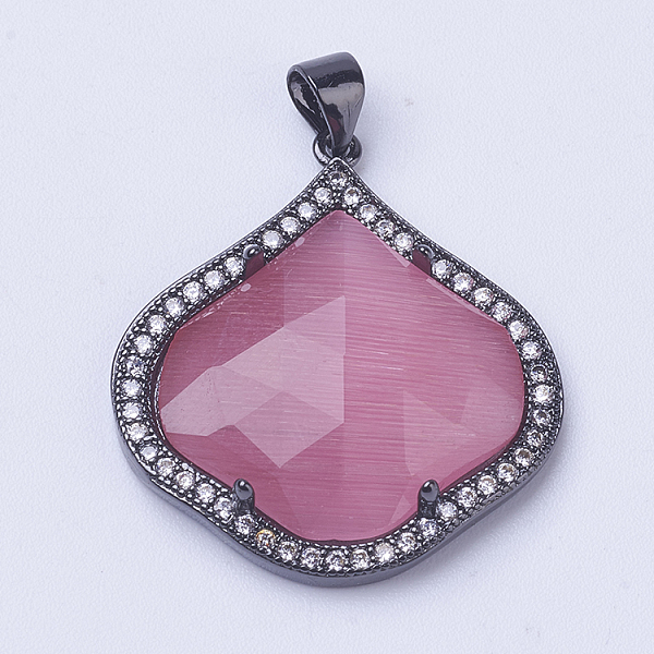 PandaHall Brass Cat Eye Pendant, with Micro Pave Cubic Zirconia, Faceted, Long-Lasting Plated, Petal, Hot Pink, Gunmetal, 28x25x5mm, Hole...
PandaHall Brass Cat Eye Pendant, with Micro Pave Cubic Zirconia, Faceted, Long-Lasting Plated, Petal, Hot Pink, Gunmetal, 28x25x5mm, Hole...