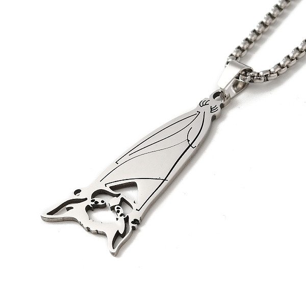 PandaHall Bat Pendant Necklaces, 204 Stainless Steel Box Chain Necklaces , Stainless Steel Color, 23.62 inch(60cm) 201 Stainless Steel Bat
PandaHall Bat Pendant Necklaces, 204 Stainless Steel Box Chain Necklaces , Stainless Steel Color, 23.62 inch(60cm) 201 Stainless Steel Bat