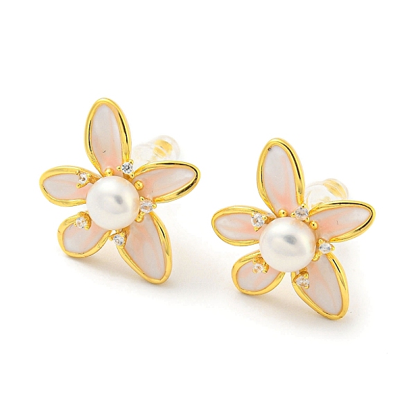 PandaHall Cubic Zirconia Flower Stud Earrings with Natural Pearl, Brass Earrings with 925 Sterling Silver Pins, Real 18K Gold Plated...
PandaHall Cubic Zirconia Flower Stud Earrings with Natural Pearl, Brass Earrings with 925 Sterling Silver Pins, Real 18K Gold Plated...
