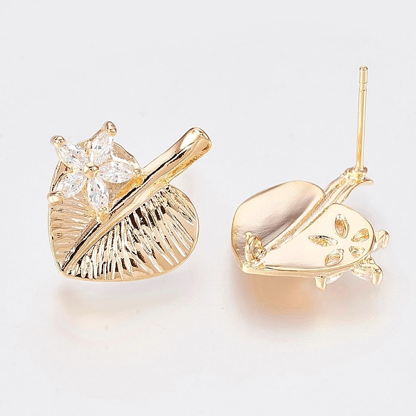 PandaHall Brass Stud Earring Findings, with Loop, Cubic Zirconia, Nickel Free, Leaf with Flower, Real 18K Gold Plated, 19.5x17.5x3mm, Hole...
PandaHall Brass Stud Earring Findings, with Loop, Cubic Zirconia, Nickel Free, Leaf with Flower, Real 18K Gold Plated, 19.5x17.5x3mm, Hole...