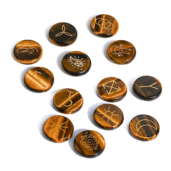 PandaHall 13Pcs 13 Styles Flat Round Natural Tiger Eye Rune Stones, Healing Stones for Chakras Balancing, Crystal Therapy, Meditation, Reiki...
PandaHall 13Pcs 13 Styles Flat Round Natural Tiger Eye Rune Stones, Healing Stones for Chakras Balancing, Crystal Therapy, Meditation, Reiki...